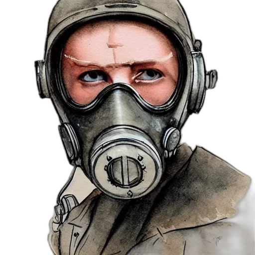mask, face, jacket, photorealistic, concept art, watercolor, comic book art, beautiful transparent PNG cut-out