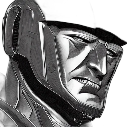 robot, face, mask, comic book art transparent PNG cut-out