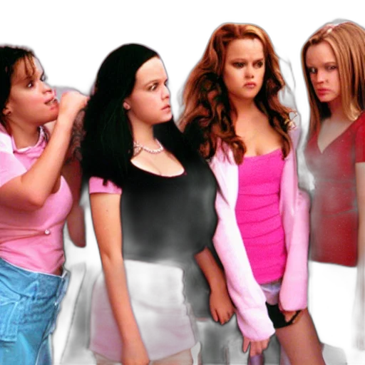 3d render, film, still, mean, girls transparent PNG cut-out