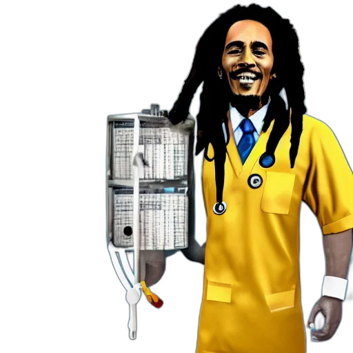 staff, concept art, cartoon, 3d render, pixel art, bob, marley, scrubs transparent PNG cut-out