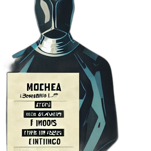 robot, mask, concept art, comic book art, monochrome, dark, modern, moloch transparent PNG cut-out