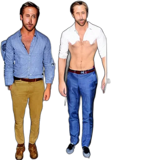 jacket, photorealistic, concept art, 3d render, blue, ryan, gosling, sandwich transparent PNG cut-out