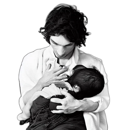 photorealistic, ezra, miller, breastfeeding transparent PNG cut-out