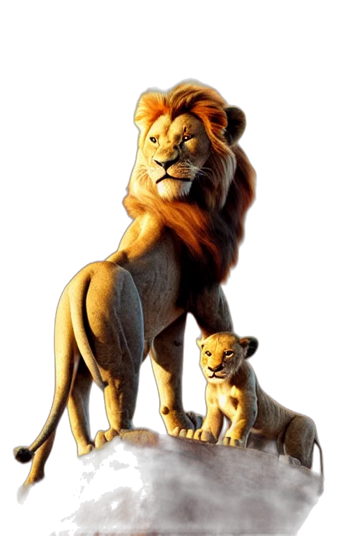 crown, animal, concept art, 3d render, photorealistic, oil painting, lion, king transparent PNG cut-out