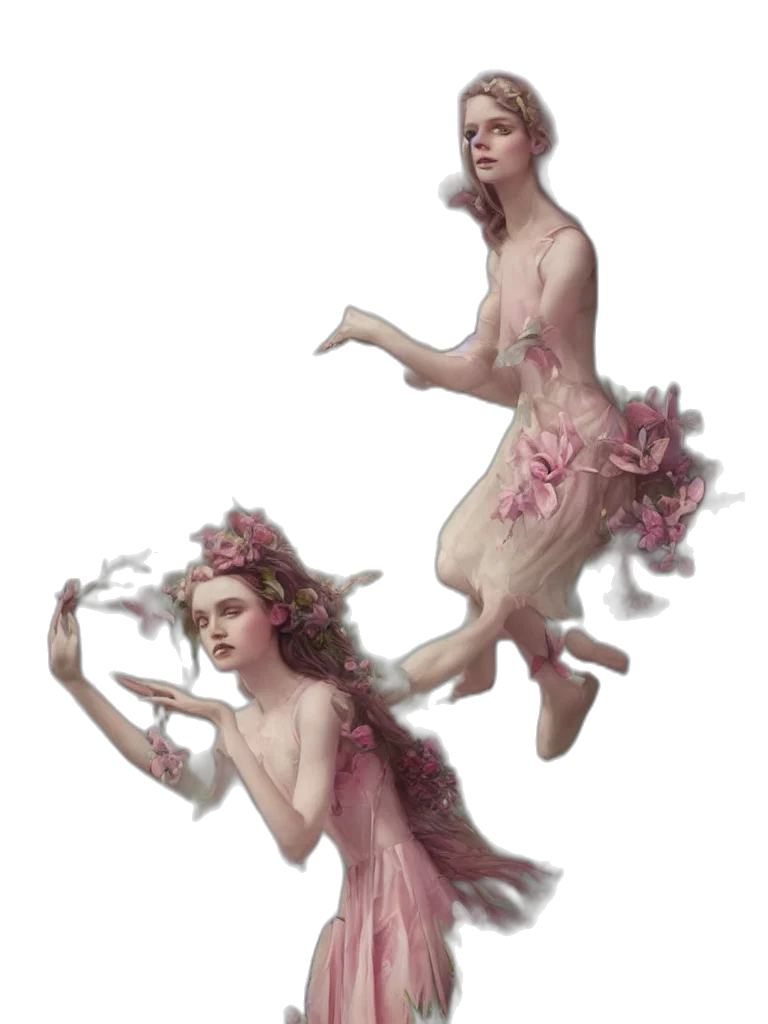 dress, concept art, fantasy art, photorealistic, oil painting, underwater, forest, pastel transparent PNG cut-out