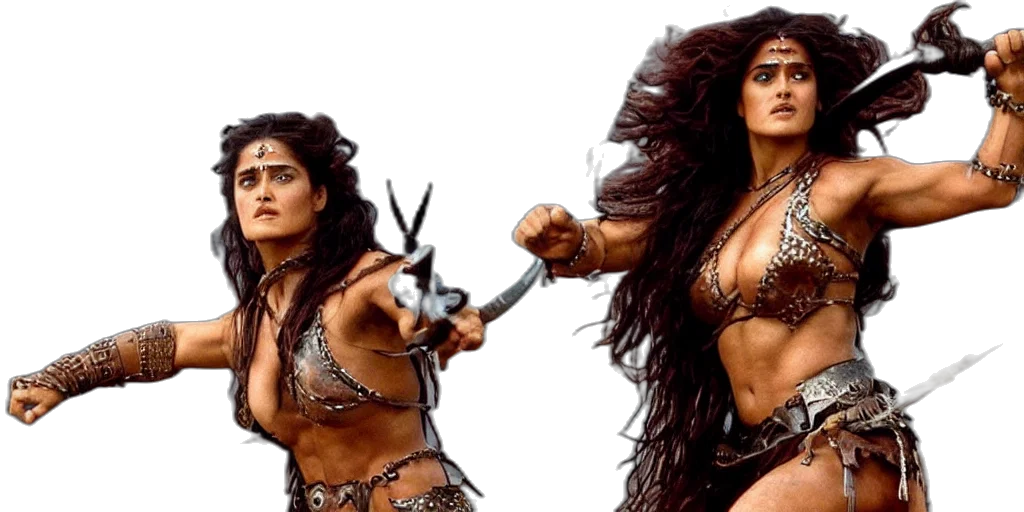 concept art, comic book art, fantasy art, epic, photo, muscular, salma, hayek transparent PNG cut-out