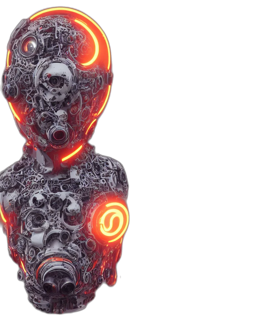 robot, mask, 3d render, cyberpunk transparent PNG cut-out