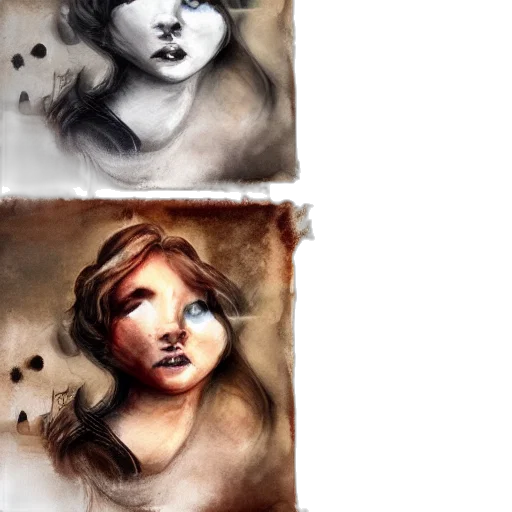 face, watercolor, photorealistic, oil painting, concept art, dark, earth tones, monochrome transparent PNG cut-out