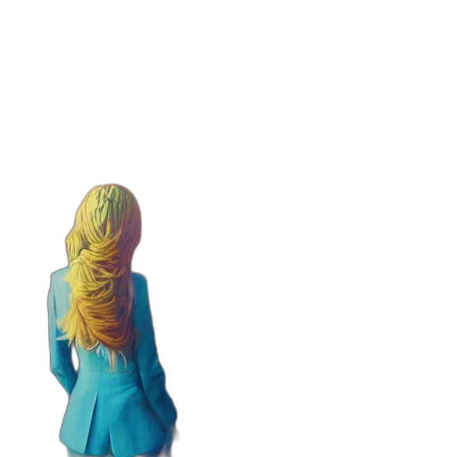 dress, hair, jacket, robot, 3d render, concept art, pixel art, vaporwave transparent PNG cut-out