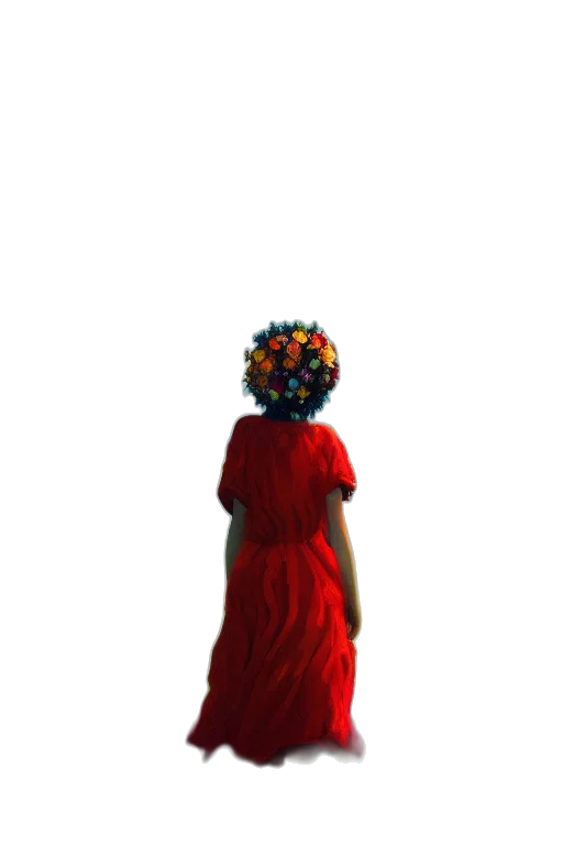 dress, crown, flower, mask, 3d render, pixel art, photorealistic, oil painting transparent PNG cut-out