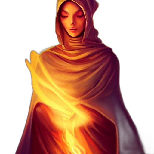 dress, staff, mask, fantasy art, concept art, pixel art, comic book art, fire transparent PNG cut-out