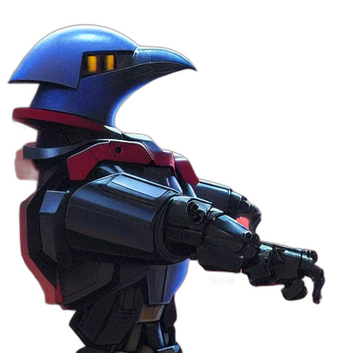 robot, weapon, staff, jacket, concept art, 3d render, cyberpunk, pixel art transparent PNG cut-out