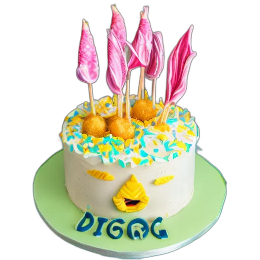 3d render, corn, dogs, mermaid, themed, birthday, cake, food transparent PNG cut-out