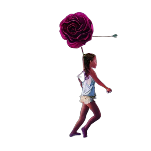 umbrella, flower, staff, dress, vaporwave, 3d render, pixel art, concept art transparent PNG cut-out