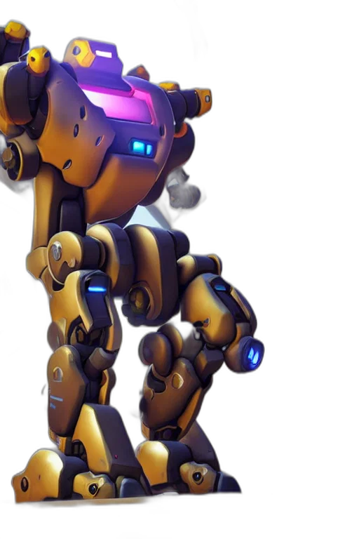 robot, weapon, concept art, 3d render, cyberpunk, pixel art, fortress, overwatch transparent PNG cut-out