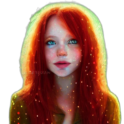 face, hair, photorealistic, fantasy art, cartoon, oil painting, outer space, neon lights transparent PNG cut-out
