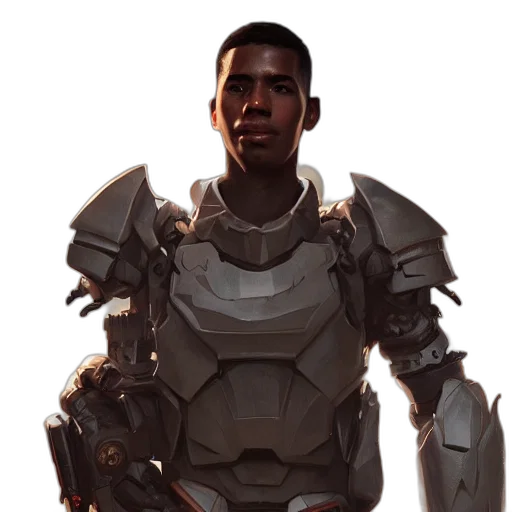 robot, weapon, face, jacket transparent PNG cut-out