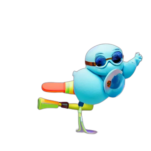 staff, robot, weapon, jacket, 3d render, concept art, cartoon, vaporwave transparent PNG cut-out