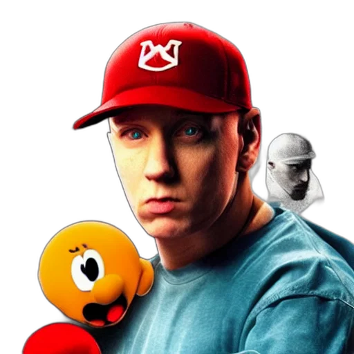robot, photorealistic, concept art, cartoon, comic book art, eminem, super, smash transparent PNG cut-out