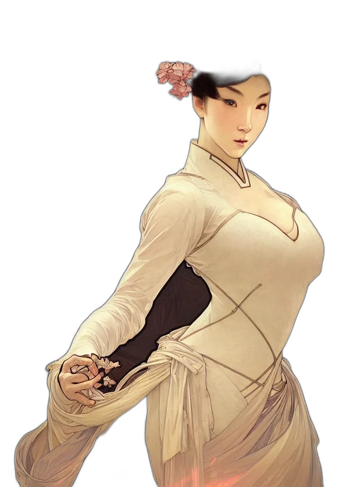 dress, staff, flower, weapon transparent PNG cut-out