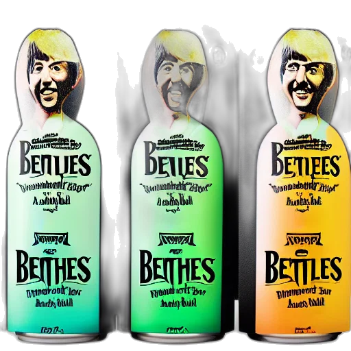 bottle, concept art, cartoon, comic book art, photorealistic, advertisement, beatles, soda transparent PNG cut-out