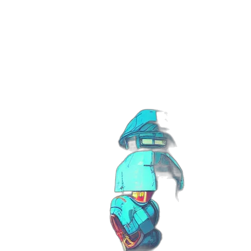 robot, hat, staff, weapon transparent PNG cut-out