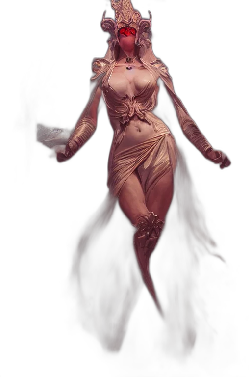 dress, creature, fantasy art, concept art, comic book art, pixel art, fire, golden transparent PNG cut-out
