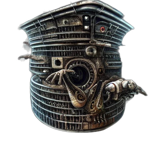 robot, mask, crown, hat, concept art, 3d render, photorealistic, fantasy art transparent PNG cut-out