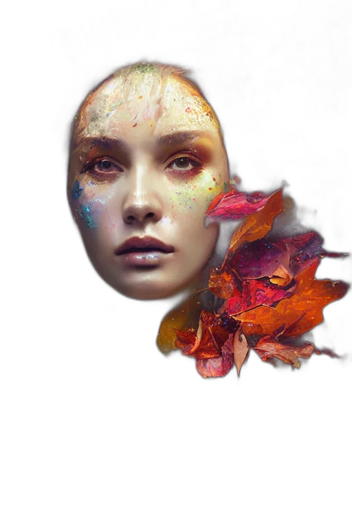 face, mask, crown, fantasy art, photorealistic, concept art, oil painting, outer space transparent PNG cut-out