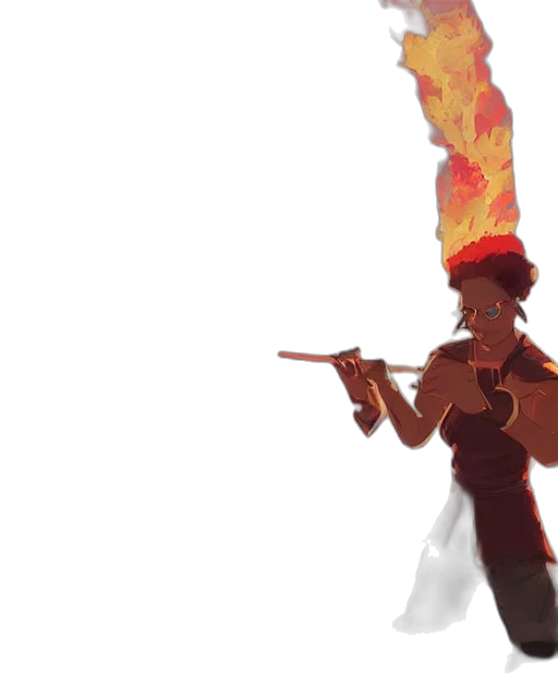staff, sword, weapon, concept art, fantasy art, 3d render, pixel art, fire transparent PNG cut-out