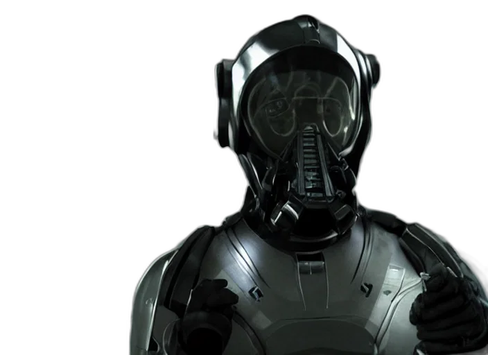 robot, mask, concept art, 3d render transparent PNG cut-out
