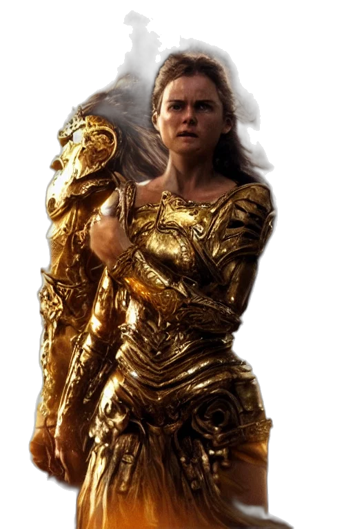 dress, jewelry, sword, staff transparent PNG cut-out