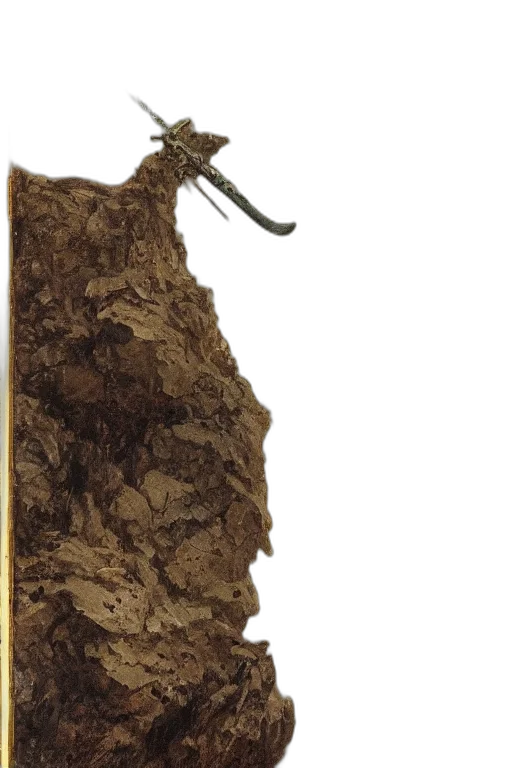 sword, staff, crown, weapon, earth tones, hyper, detail, impaled transparent PNG cut-out