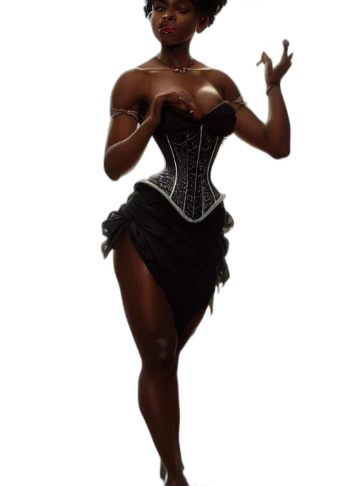 dress, concept art, fantasy art, 3d render, cute, black, woman, wearing transparent PNG cut-out