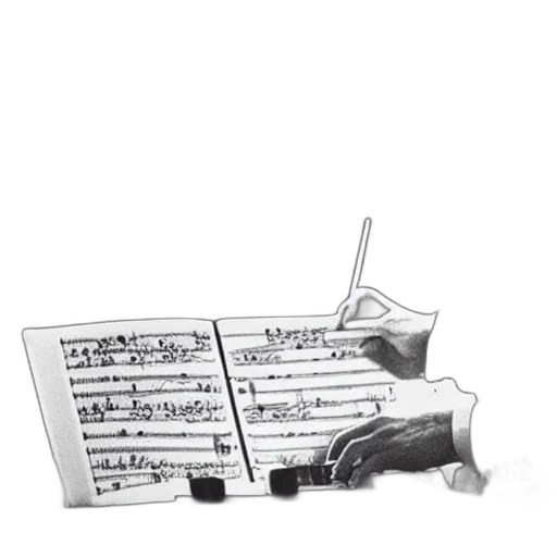 weapon, staff, bottle, pencil sketch, concept art, photorealistic, beethoven, composing transparent PNG cut-out