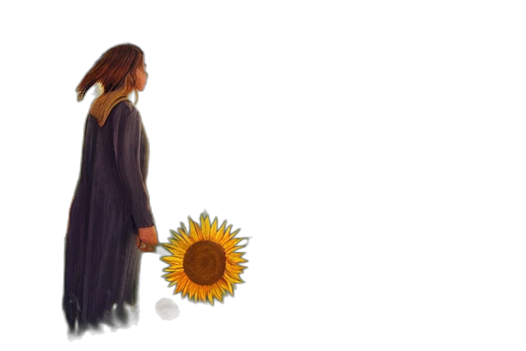 dress, flower, concept art, watercolor, photorealistic, fantasy art, sunset, outer space transparent PNG cut-out