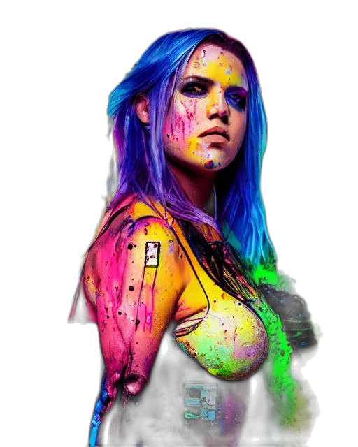 dress, photorealistic, cyberpunk, concept art, fantasy art, neon lights, neon, colorful transparent PNG cut-out