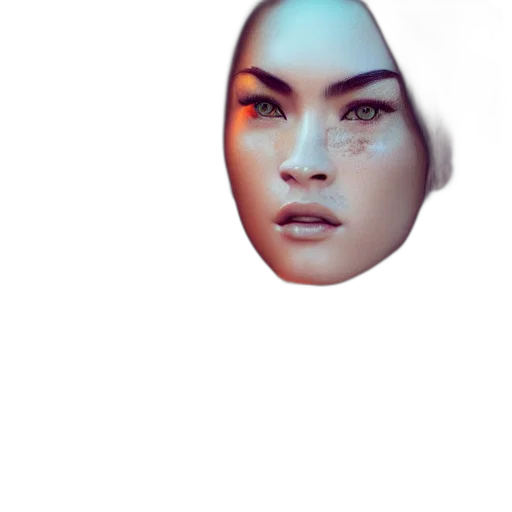 face, mask, hair, hat, photorealistic, vaporwave, 3d render, concept art transparent PNG cut-out