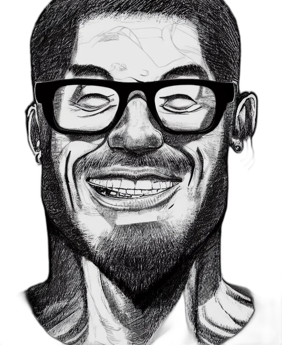 face, staff, cartoon, comic book art, pencil sketch, photorealistic, detailed, ink transparent PNG cut-out
