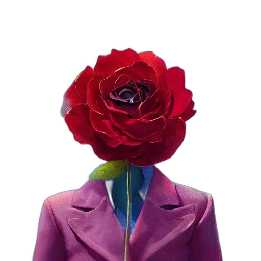 jacket, flower, crown, hat, 3d render, vaporwave, concept art, photorealistic transparent PNG cut-out