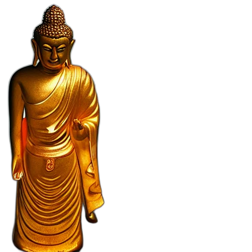 staff, 3d render, concept art, photorealistic, golden, buddha, standing, upright transparent PNG cut-out