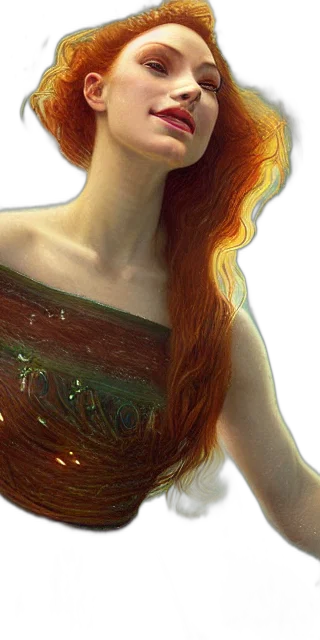 dress, hair, crown, face, photorealistic, oil painting, fantasy art, 3d render transparent PNG cut-out