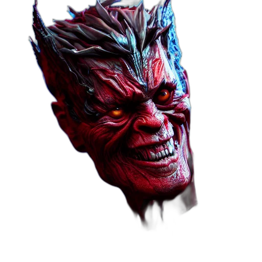 mask, face, creature, staff, 3d render, concept art, comic book art, photorealistic transparent PNG cut-out