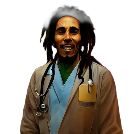 staff, photorealistic, concept art, cartoon, oil painting, bob, marley, scrubs transparent PNG cut-out