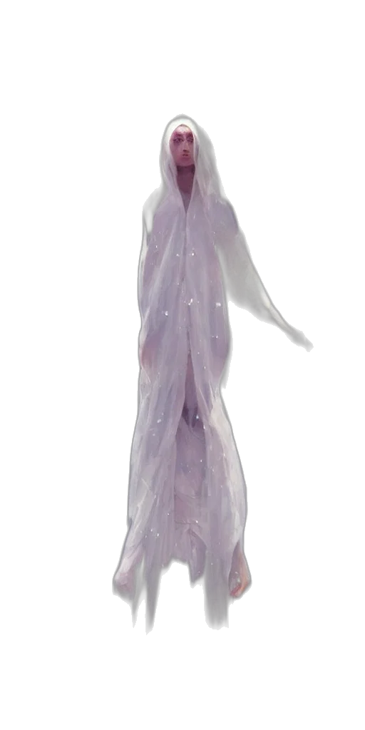 dress, staff, creature, concept art transparent PNG cut-out