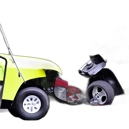 car, weapon, 3d render, concept art, scene, golf, cart, accident transparent PNG cut-out