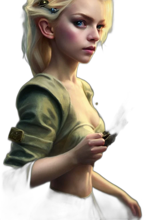 staff, dress, face, jewelry, fantasy art, concept art, photorealistic, oil painting transparent PNG cut-out
