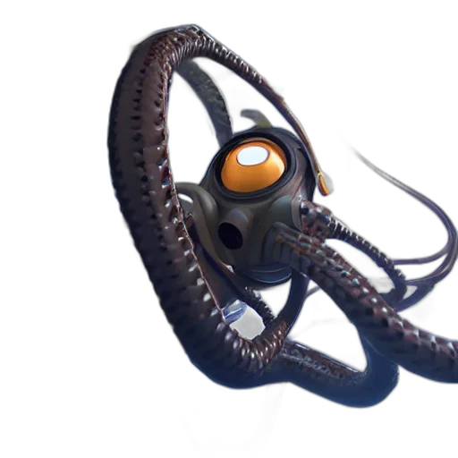 creature, mask, staff, weapon, concept art, 3d render, fantasy art, cyberpunk transparent PNG cut-out