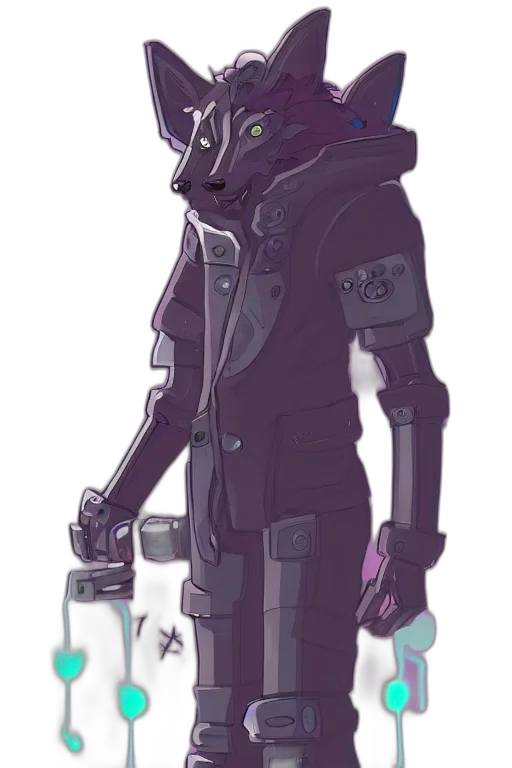robot, jacket, staff, weapon transparent PNG cut-out