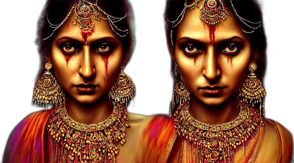 jewelry, face, photorealistic, oil painting, fantasy art, concept art, red, epic transparent PNG cut-out